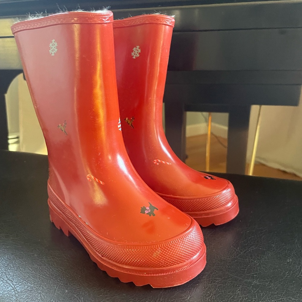 Crewcuts Girls size 10 fur-lined rain boots holiday! There is nothing cuter!!!